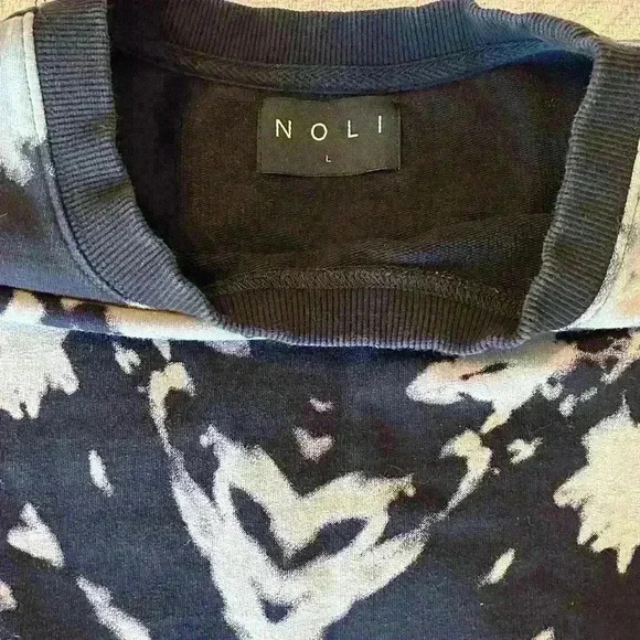 Noli Black Pink Tie Dye Cropped Crew Neck Sweatshirt Large - Picture 3 of 6